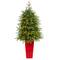 5ft. Pre-Lit Vancouver Fir Natural Look Artificial Christmas Tree in Tower Planter, Clear LED Lights